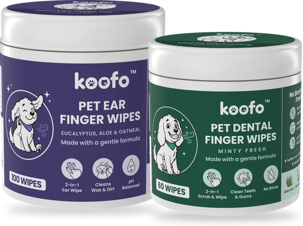 Koofo Pet Ear Finger Wipes and Pet Dental Finger Wipes cans